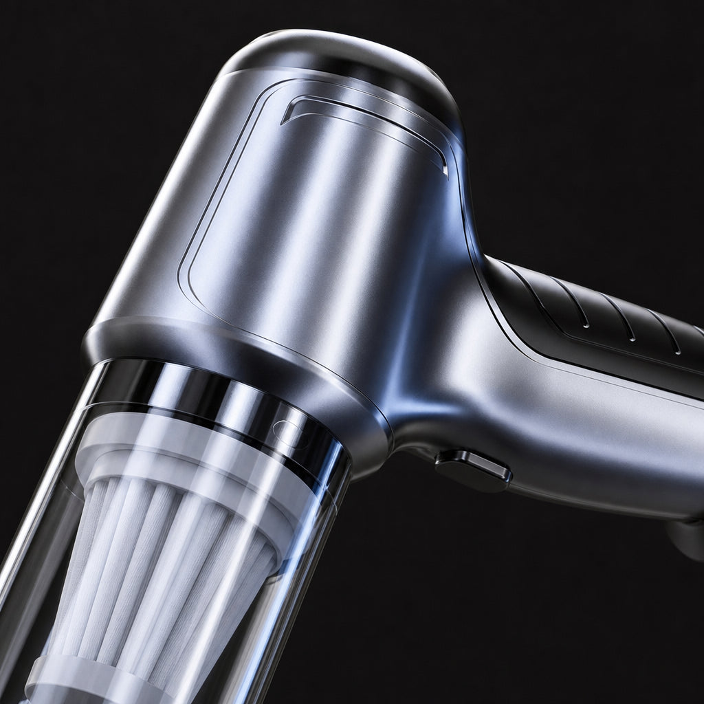 Detalle del cuerpo metalico y el deposito transparente de la AeroForce