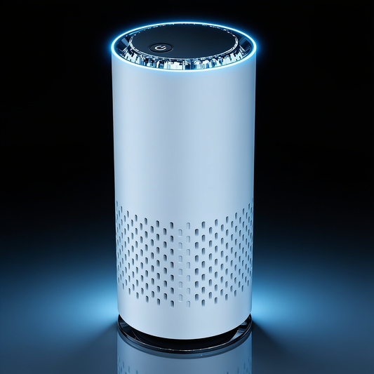 Purificador de aire portátil blanco para coche con luz azul