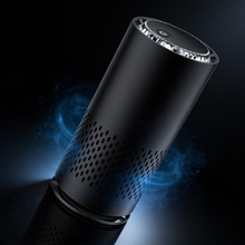 Purificador de aire negro con partículas de aire azules