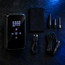 Inflador de neumáticos con todos sus accesorios